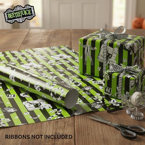 Papier cadeau rayures vertes Beetlejuice Silver Buffalo 50x76 - 6