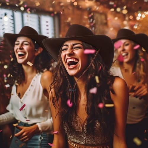 Image of Coume 15 Set Western Cowboy Hat Costume Accessories Paisley Bandanna Cowgirl Hats Bulk for Adult Women Men Dress Party
