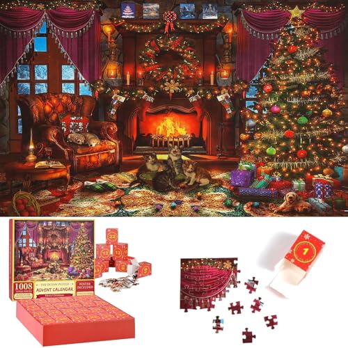 2024 Adventskalender Puzzle,Puzzle Weihnachten 1008 Teile,Weihnachten...