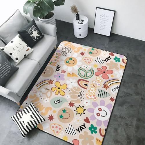 Tapis de décoration lavable grand format arc-en-ciel peace - 2
