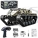 Produktbild HERMORRYSS 1:16 RC Panzer, 2.4GHz Ferngesteuerter Panzer, High Speed RC Tank Offroad Crawler, 360° Drehung Remote Control Tank mit Lichtern, Gepanzertes Raupenfahrzeug für Kinder (Gelb)