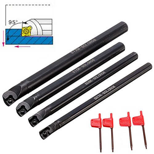 EsportsMJJ 4Pcs S07K / S08K / S10K / S12M-Sclcr06 Supporto Utensile di Tornitura della Barra di Tornio del CNC con Le Chiavi 4Pcs T8