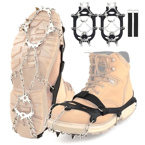 Crampons à glace pour chaussures et bottes - 19 pointes acier pour marche et rando d'hiver