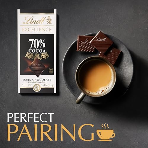 Image of Lindt EXCELLENCE 70% Cocoa Dark Chocolate Bar, Dark Chocolate Candy, 3.5 oz. (12 Pack)