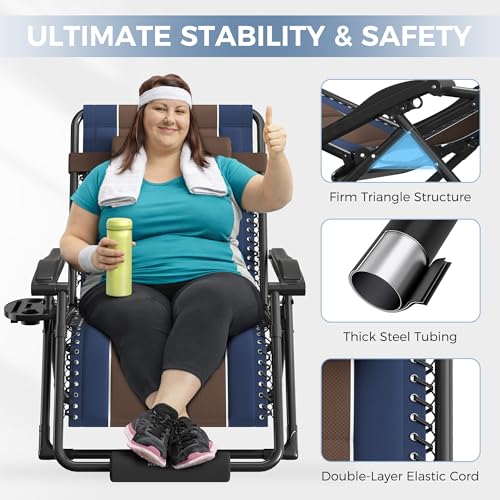 Image of UDPATIO Oversized Zero Gravity Chair Folding Padding Outdoor Recliner