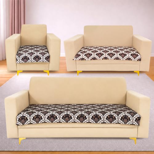 Image of Homerz Premium Printed Quilted Velvet Sofa Slip Cover Protector, Sofa Mat, Exact Size, Antislip Cover (Botanica, 6 (3+2+1) Seater, Half)