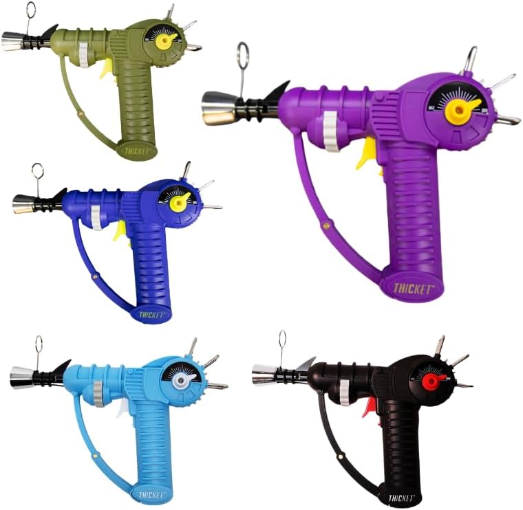 THiCket Raygun Torch Lighter, with Adjustable Flame and Safety Lock Solid Colors (EZ Blue)