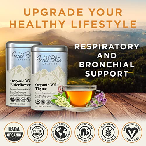 Respiratory And Bronchial Wellness Tea - Organic Wild Elderflower And Thyme Immune Support - 50 Servings #TOP1