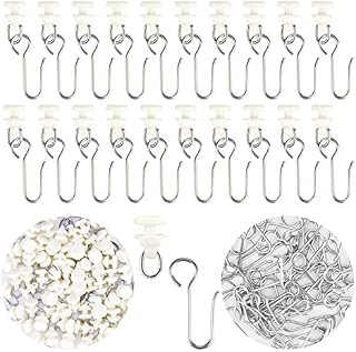 SUSSURRO 120 Pcs Curtain Hooks and Gliders Set, Plastic Curtain Track Rail Glider Hooks, Hooks Glider Rail Track Set for Window Door Shower Bathroom (60 pcs Hooks Rollers and 60 pcs Hooks)