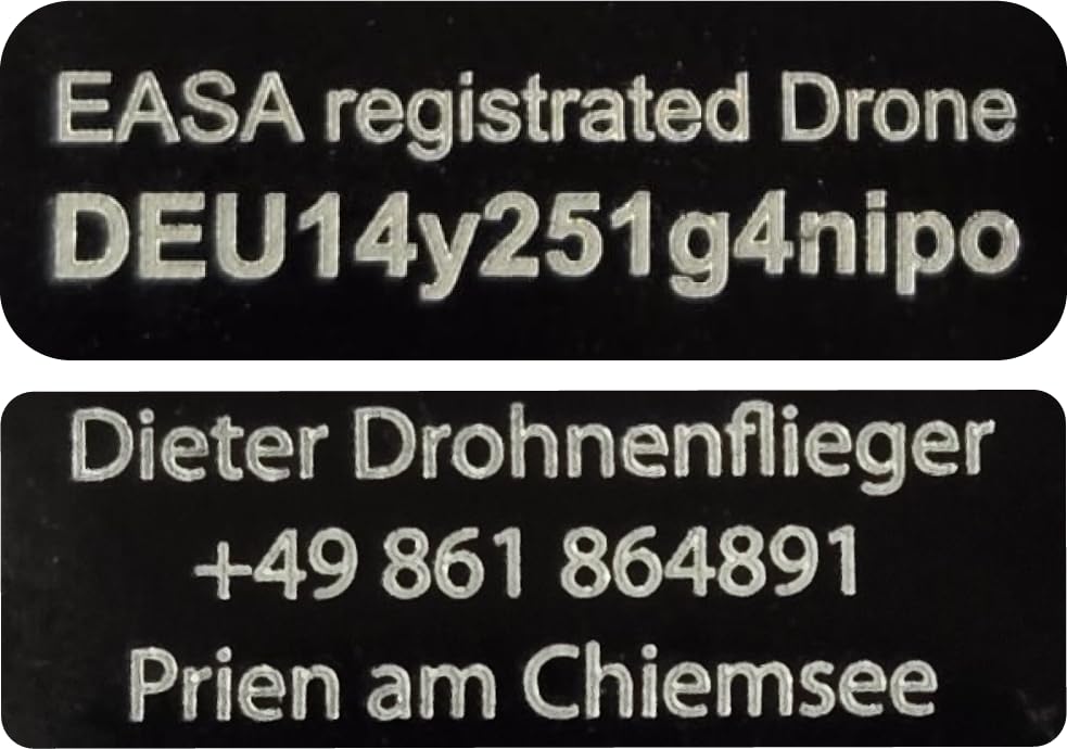 Juego de 2 matrículas para dron DJI NEO, mini serie, serie Mavic – Placas e-ID y dirección, 2 unidades de 20 x 8 mm, negro o plata; aluminio