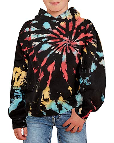 Image of GAMISOTE Unisex Kids Tie Dye Sweatshirt Boys Girls Hooded Kangaroo Pocket Pullover Hoodies