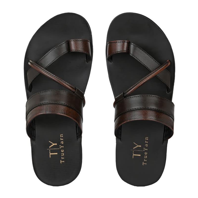 Image of Men's Original Leather Slippers | Thong Slippers For Men | Stylish & Trendy | Double Toned | Durable | Casual