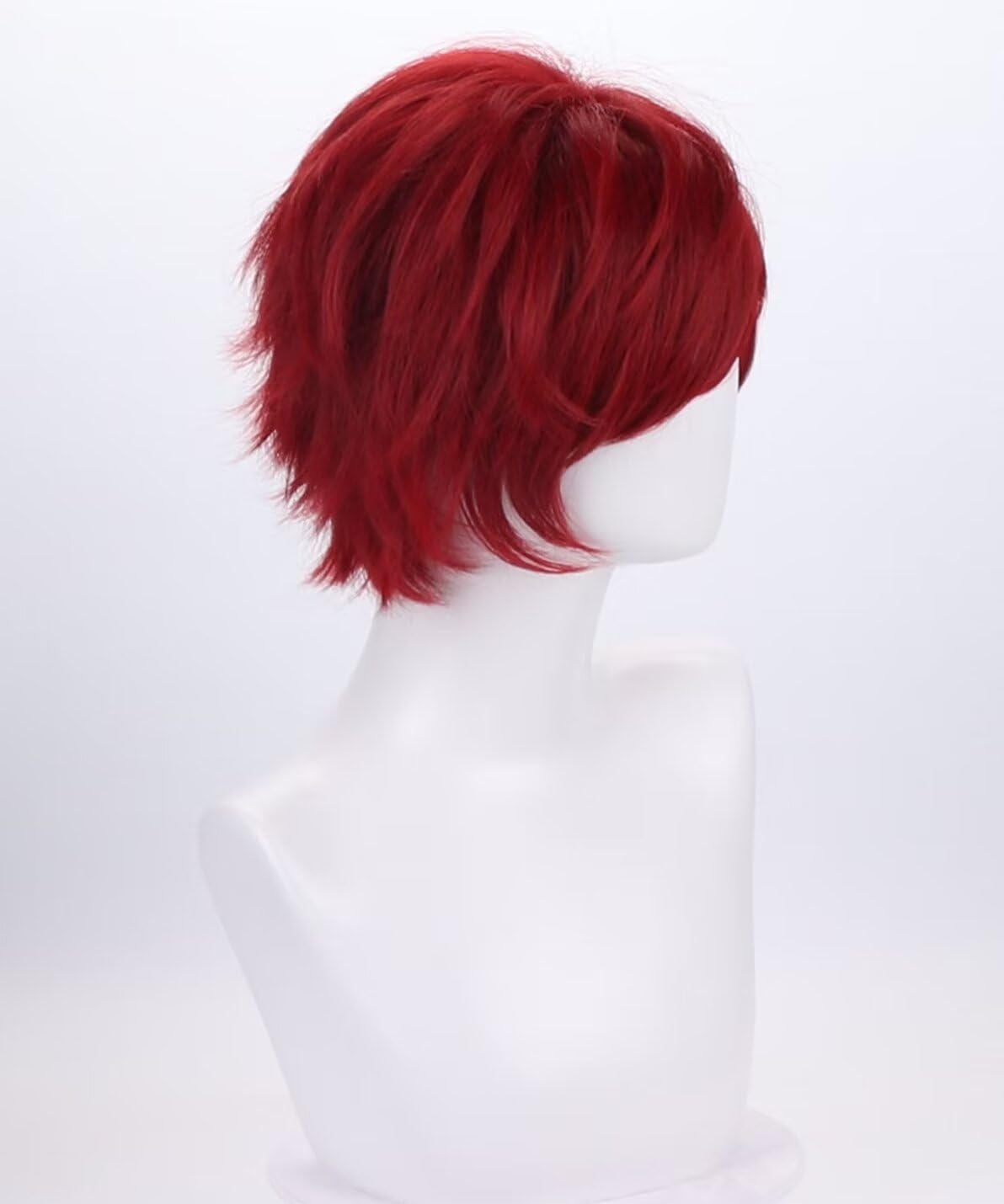 COSPLAZA Dark Red Short Cosplay Wig Natural Fluffy Heat Resistant Synthetic Hair Unisex Halloween Wig - Image 5