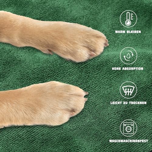 BASVII Hundebademantel aus Mikrofaser, Bademantel Hund Extra SaugfäHig und Schnell Trocknendes mit Klettverschluss und Verstellbarem Schrumpfband, für Große Mittel und Kleine Hunde