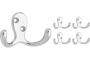 Franklin Brass Polished Chrome Double Prong Robe Hook, Pack of 5