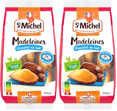 ST MICHEL Biscuits Madeleines Nappées Chocolat 350 g (Paquete de 2)