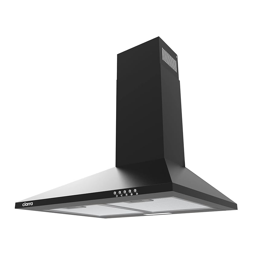 Immagine del prodotto CIARRA Classe A Cappa Aspirante 60cm CAB6201A Nero 370m³/h Cappa da Cucina 3 livelli illuminazione a LED Filtro ai Carboni Attivi Cappa a Parete Piramide Aria di Scarico