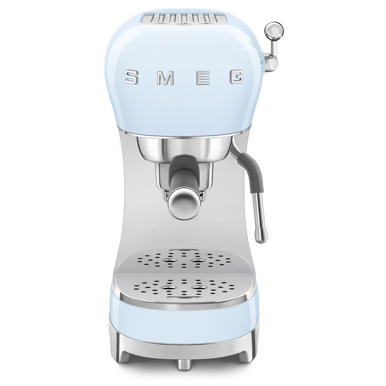 Smeg, ECF02PBEU - Máquina espresso con función de vapor capuchino, bloque térmico, caja grande de taza y doble función café, depósito de agua de 1 l, sistema de fácil uso, 1350 W, azul