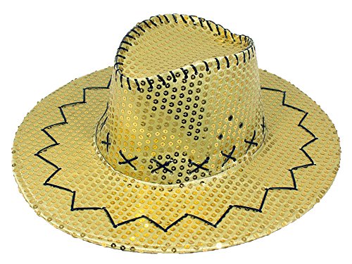 Preisvergleich Produktbild Das Kostümland Glitzernder Cowboyhut mit Pailletten - Gold