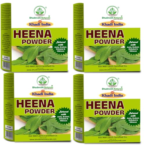 Image of Khadi 100% Pure and Natural Henna Mehndi Powder For Strong, Shiny & Healthy Hair | Natural Mehendi for Grey Coverage | Safe for Regular Use - Pack of 4