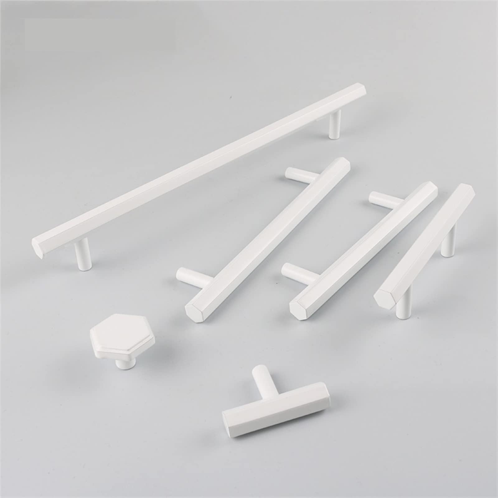 Tirador de armario de barra en T hexagonal en latón macizo blanco de 64mm