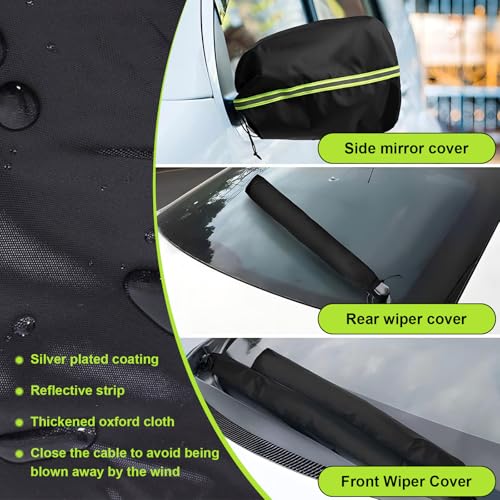 Image of 5 PCS Car Mirror Covers and Windshield Wiper Covers, Rearview Mirror Wiper Snow Covers Dust and Frost Protectors, Car Exterior Protection Accessories, Universal for Most Cars (Black)