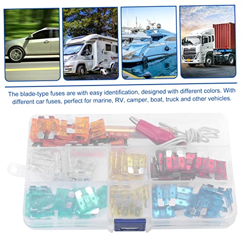 Kit extractor de fusibles automotrices Hemobllo con fusibles de 5/10/15/20/25/30A (15 piezas cada uno) y tester de cobre negro, herramienta esencial para reemplazo y mantenimiento de fusibles de auto miniatura 7