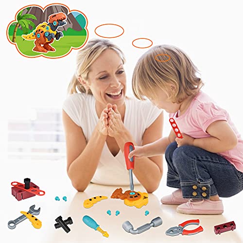 Take Apart Dinosaur Toys Toolbox Toddler Educational Construction Kids Tools Toys Play Accessories Set with Electric Drill, Birthday Gifts for Toddlers Boys Girls Age 3 4 5 6 7 8 Year Old Boys Girls