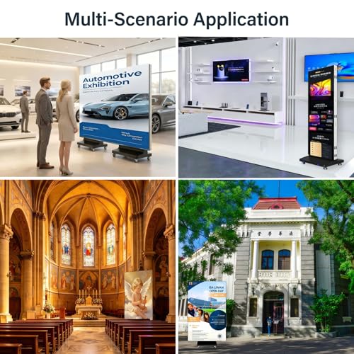 Image of 91 inch LED Digital Signage Display with Flight Case, Triple Foldable Spliceable LED Poster Screen,GOB Commercial Kiosk, Smartphone One-Cick Control, for Events, Rentals