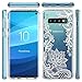 Huness Galaxy S10 Case TPU Grip Bumper and Clear Flower Transparent Hard PC Backplate Hybrid Slim Phone Case Cover for Samsung Galaxy S10 Phone (Flower)