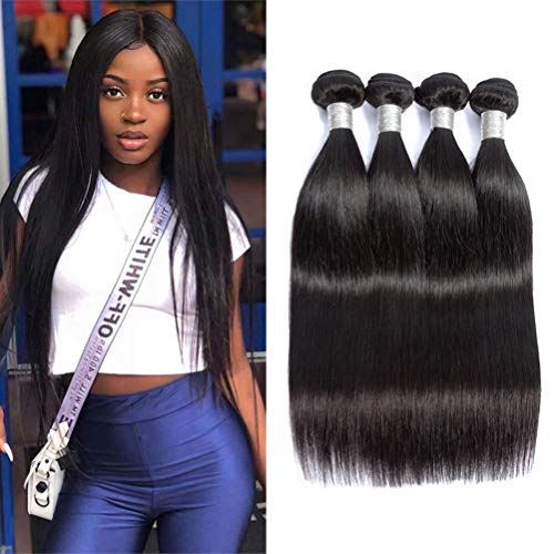Great Grace Straight Virgin Hair Weave 4 Bundles Brazilian Hair Bundles Straight Human Hair Weft Extensions 95-100g/pc 22 24 26 28