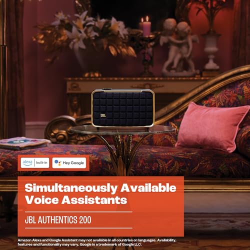 JBL Authentics 200 - Retro Style Smart Home Speaker with Built in Wi-Fi, Bluetooth and Voice Assistants, Alexa and Google Assistant, Multi-Room Playback, Automatic self Tuning (White/Gold) - image 6