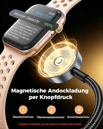 3-in-2 Ladegerät für apple watch ladekabel 1.25M USB-C – Ansicht 4