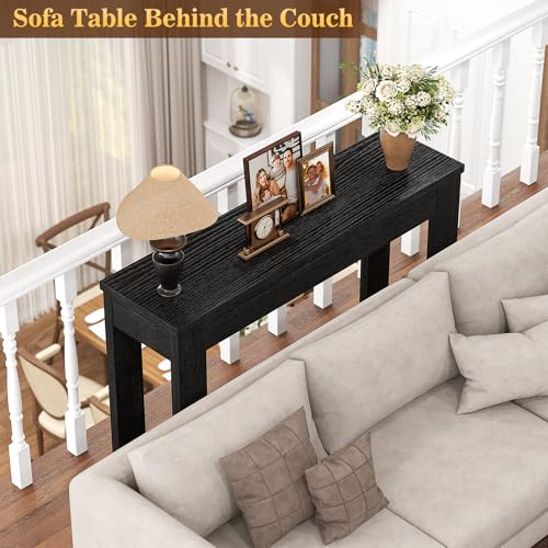 Image of Armocity Console Table, Small Farmhouse Wood Entryway Table, Sofa Tables Narrow Long Behind Couch, Entry Table for Entrance, Hallway, Living Room, 32 inch, Embossed Black