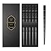 TOTKEN Baguettes en Fibre de Verre, 5 Paires Top Grade Lave-Vaisselle-Safe Anti-Skid Reussiable Black Chopsticks with Gift Box (Ancienne Fleur)