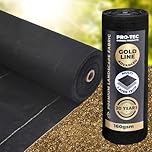 2m x 10m Pro-Tec 150gsm Gold-Line DUAL LAYER Super Heavy Duty Weed Control Fabric Garden Weed Barrier Membrane Ground Cover For Landscaping Gravel Driveways Paths Decking Underlay Black Woven Sheet