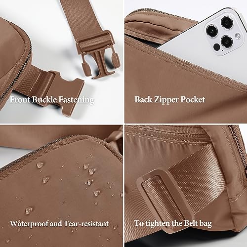 Image of ODODOS Unisex Mini Belt Bag with Adjustable Strap Small Fanny Pack for Workout Running Traveling Hiking, Brown