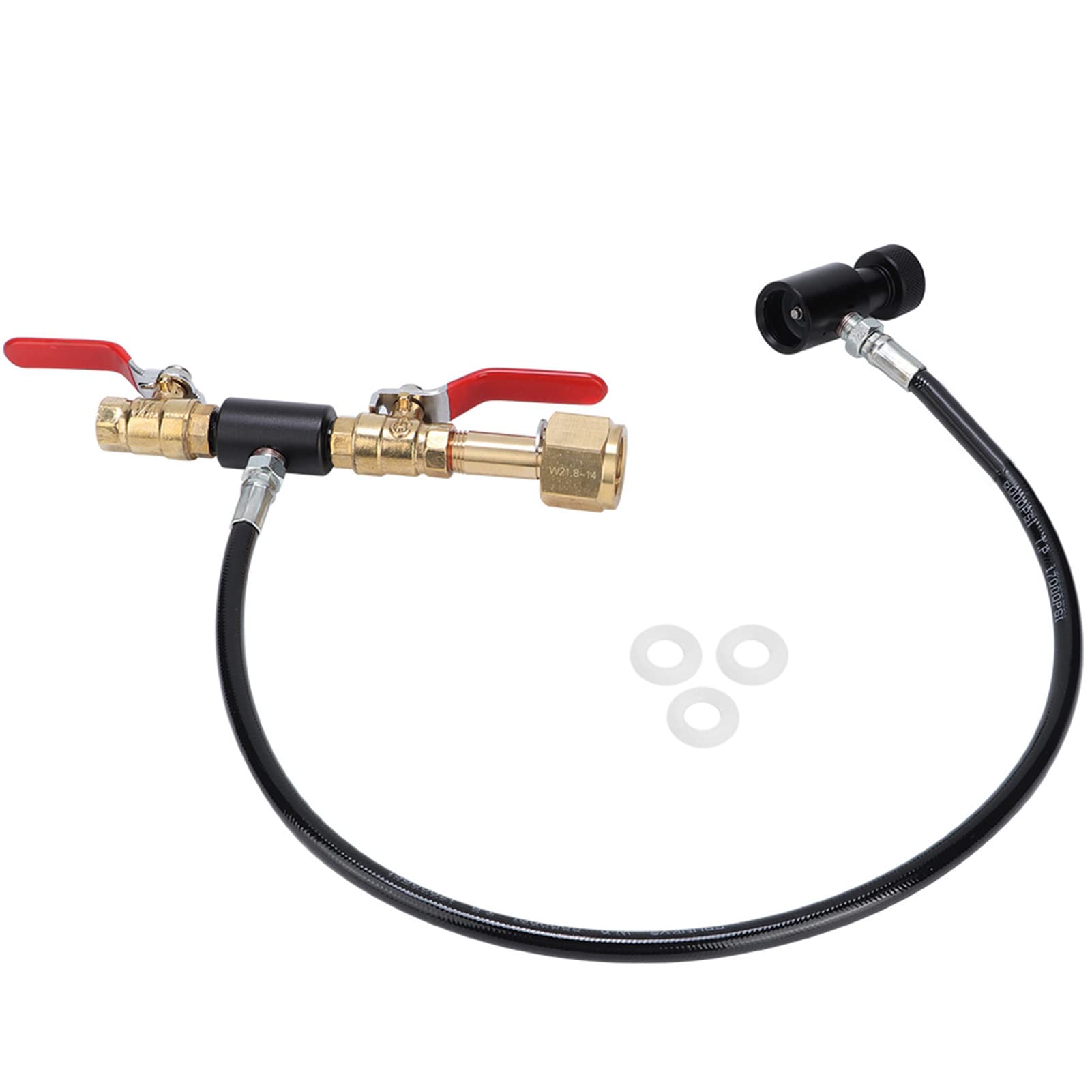 Adapter do napełniania butli CO2 z 36-calowym wężem do napełniania sodą, gwint EU W21.8-14 ((gwint europejski W21.8-14) 36 cali)