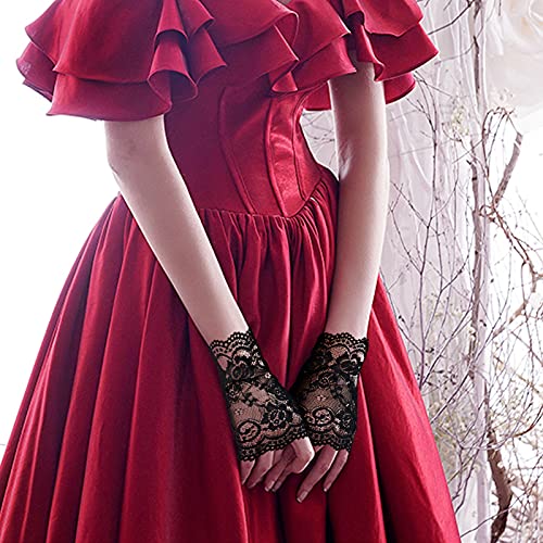 Obmwang 2 Pairs Women'S Lace Gloves Fingerless Floral Gloves Bridal Prom Gloves For Wedding Party Costume Accessories thumb #5