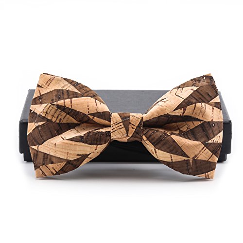 KOOWI Creative Handcrafted Men's Wooden Bow Tie Handmade Wood Necktie for Wedding or Daily Wear (One Size, G)