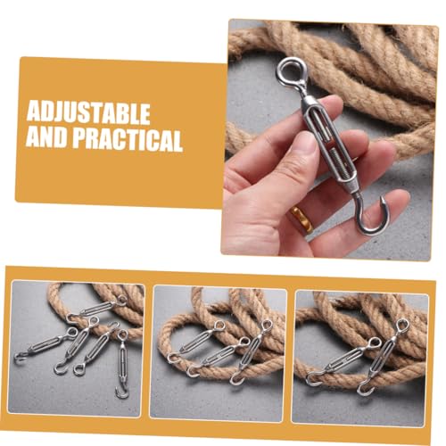 5 piezas de tensores para cables de acero inoxidable 304, ajustables con gancho de tornillo para tensar cable para instalación de cercas y toldos miniatura 7