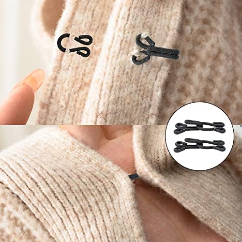 HONBAY 20 Sets 3.8cm/1.5inch Black Fabric Covered Hook and