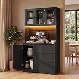 Xbro Alacena de Cocina con LED y Placa Perforada, Armario Cocina con 5 Puertas y...