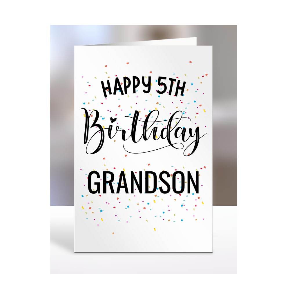 HAPPY 5TH Birthday card to Grandson, card, gifts for boy, him, male, presents for men, from grandama grandad, nan, nana, A5-154_6