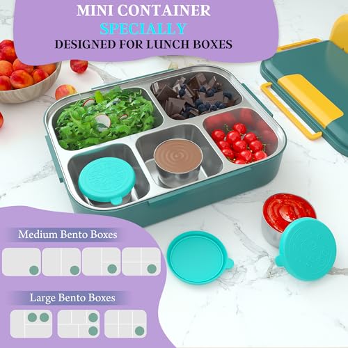 Image of Qukaka 6x2.7 Oz Salad Dressing Container to Go,Handy Leakproof Stainless Steel Meal Prep Containers Reusable,Sauce Containers for Lunch Box, Picnics, Travel, Office and Kitchen Storage