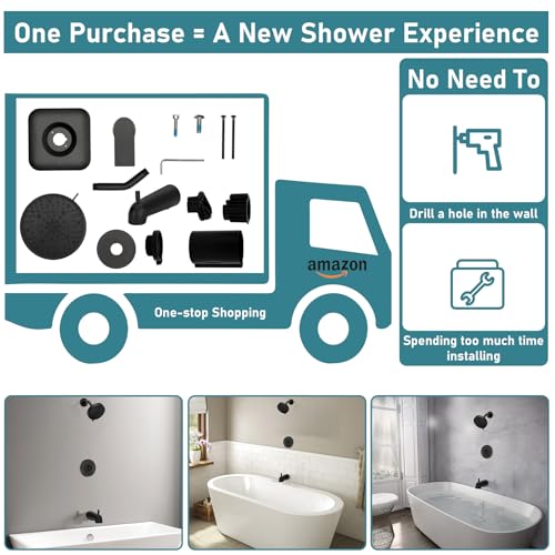 Kit de Recorte para Ducha Matte Black Genta Compatible con Moen T2473EPBL, Fácil de Instalar, con Cabezal y Manija de Ducha de Función Única, Requiere Válvula 2510 miniatura 4