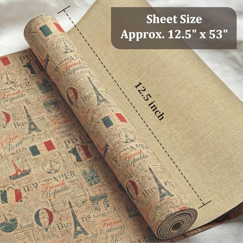 Image of SorenCut Cork Fabric Roll 12.5 x 54 Inch - French Symbol Print Cork Leather Fabric for Earrings, Bow Making, Bags, Wallets & DIY Sewing Projects - Vegan Leather Alternative Craft Sheet