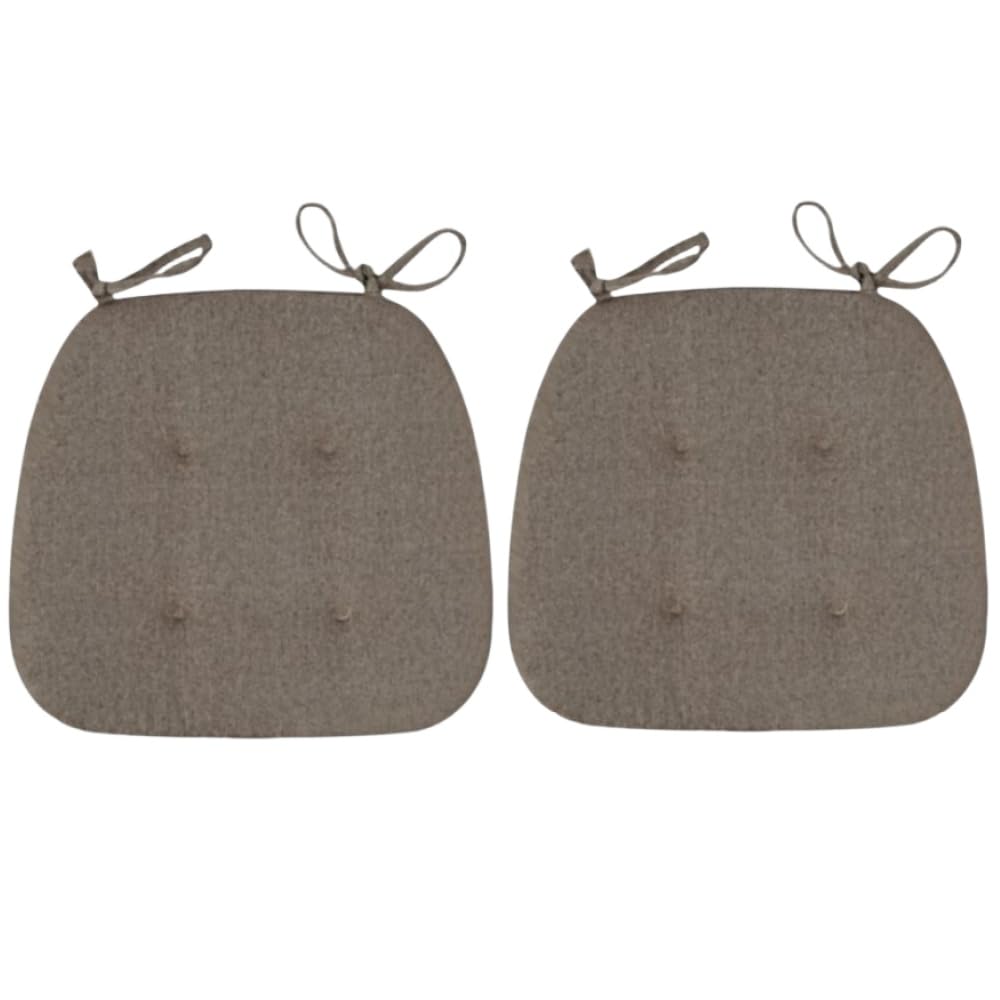 OUKEYI Brown Chair Cushions for Dining Chairs Kitchen Seat Pads Room with Ties Indoor Non Slip 17x16 inch Foam Chair Pads, 2 Pack