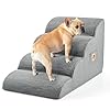 IFNOW Dog Stairs for Small Dogs 15.7”H, 4-Step Sturdy Dog Steps for Bed, Couch, Sofa, Waterproof Pet Stairs for Older Cats, Puppy, Removable Washable Cover, Non-Slip Curved Pet Ramp Indoor, Grey