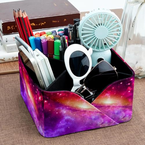 Organiseur bureau Galaxy en cuir avec boîte rangement intégrée